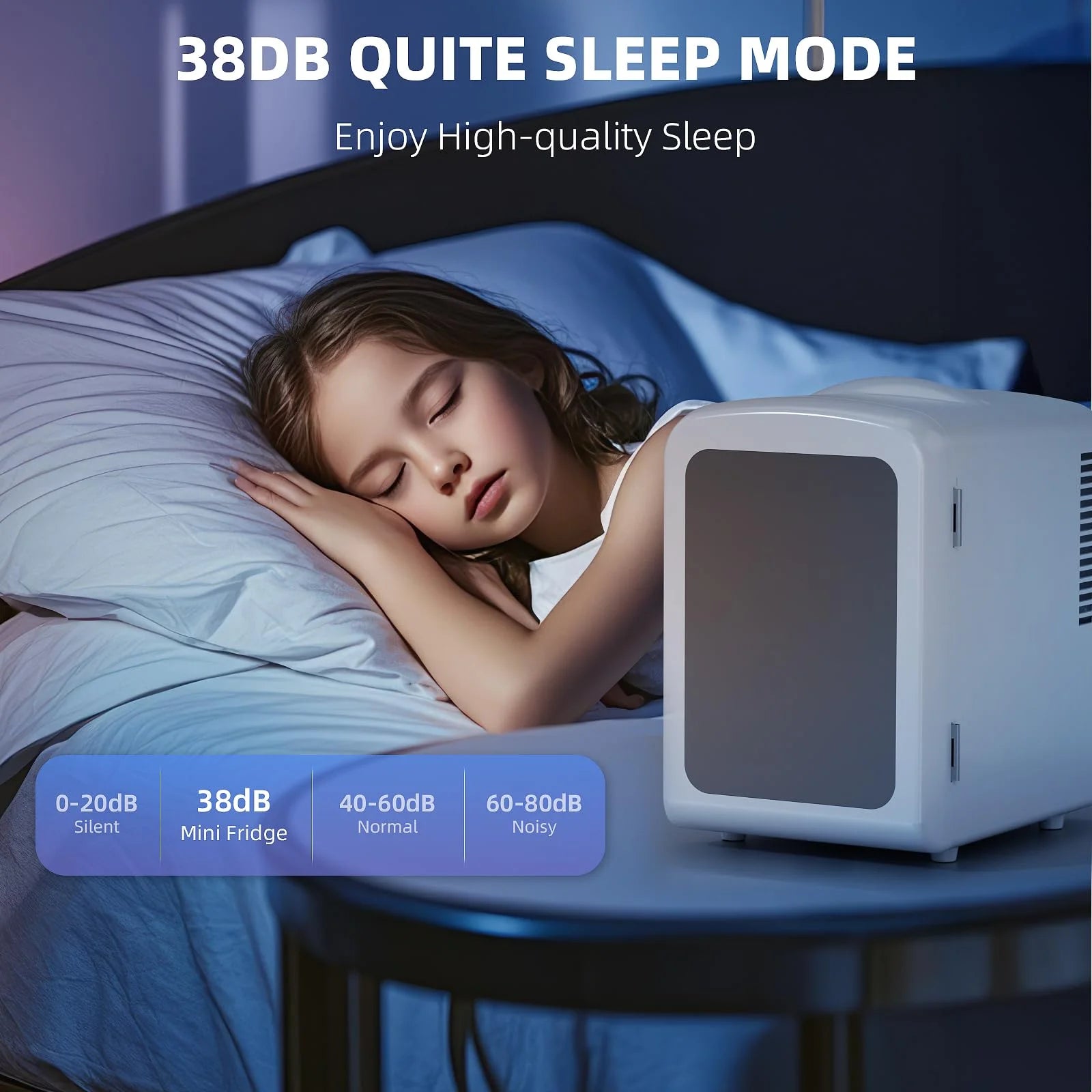 Mini Compact Refrigerator with Gaming Light,4L Capacity/6 Cans Portable Mini Fridge,For Bedroom,Car,Office and Dorm,Small Cooler for Cosmetics,Beverage and Food,White