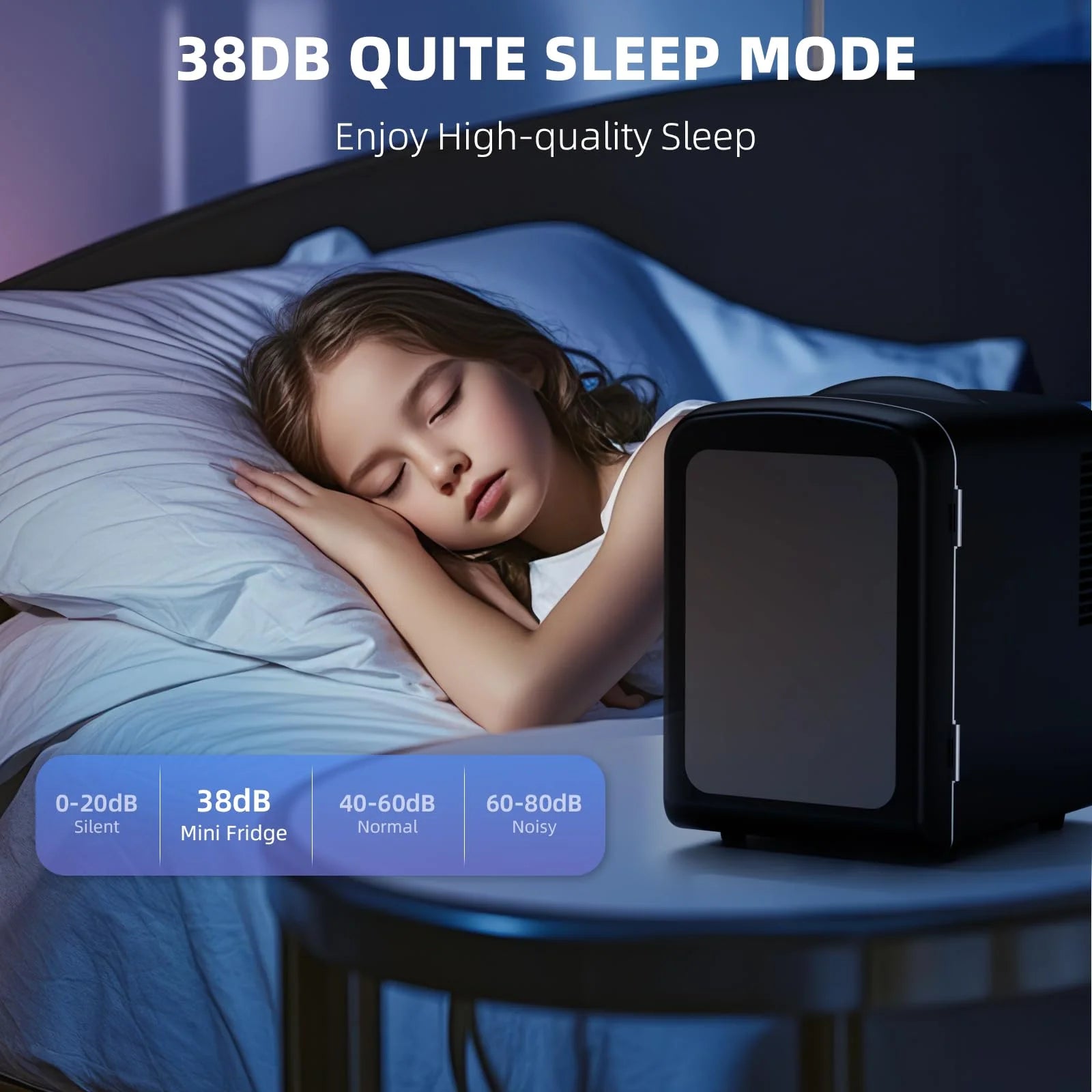 Portable Mini Fridge 4L Capacity/6 Cans,Mini Compact Refrigerator with Gaming Light for Bedroom,Car,Office and Dorm,Small Skincare Fridge Beverage Cooler for Drinks and Food,Black