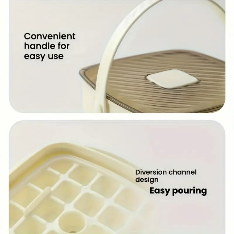 48 Cube Double-Deck Portable Ice Maker with Easy Press Lid, Silicone Trays & Durable Plastic, Countertop Kitchen Gadget for DIY Frozen Food, Summer Drinks & Beverage Cooling